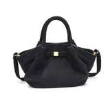 Black faux suede mini satchel crossbody