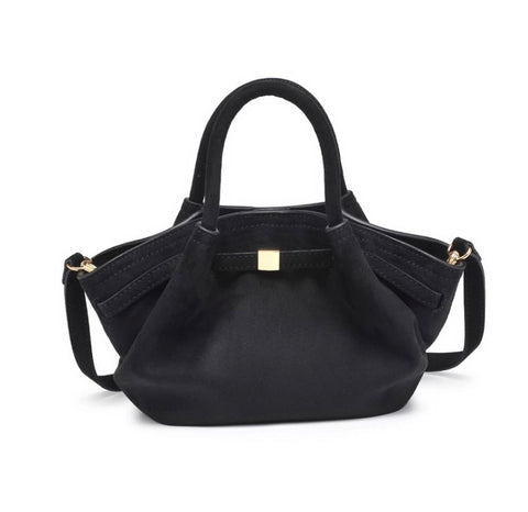 Black faux suede mini satchel crossbody