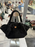 Black faux suede mini satchel crossbody