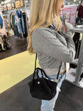 Black faux suede mini satchel crossbody