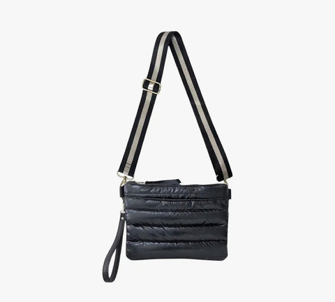 Black nylon crossbody handbag