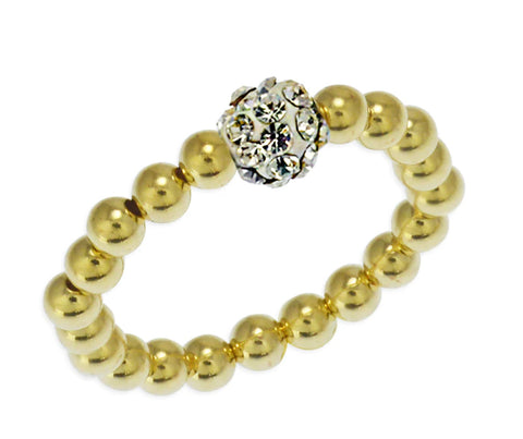 Gold filled and silver ball bead ring - Pave center