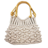 Jolene Bag - Macrame Bag with Cane Handles - Off White