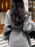 Wool Fox Fur -one size shawl wrap jacket