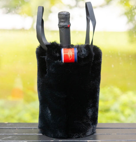 Faux fur wine tote