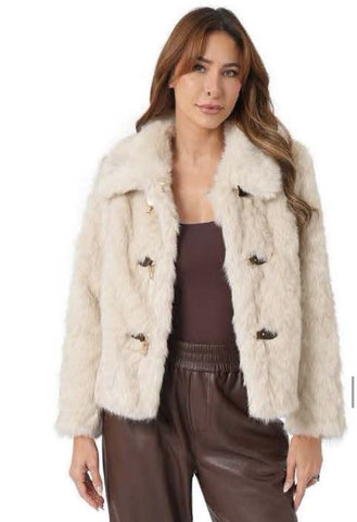 Faux fur cable - leather hook jacket