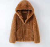 Camel Hooded Sherpa Jacket