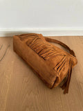 MAJE - fringed suede: Brown
