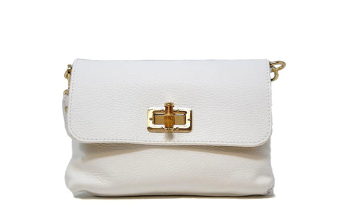 Leather clutch and crossbody- white