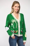 GOLF EMBROIDERED PATCH CARDIGAN