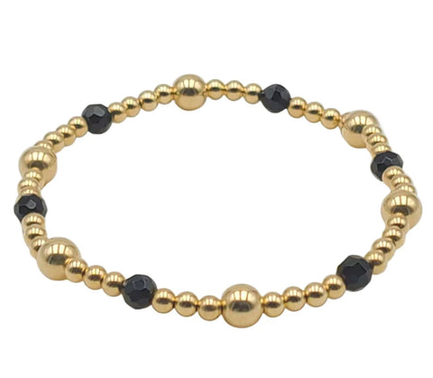 Black onyx and gold filled bead bracelet