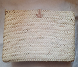 Moroccan straw clutch with leather