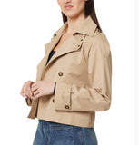 Cropped belted trench jacket
