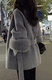 Wool Fox Fur -one size shawl wrap jacket