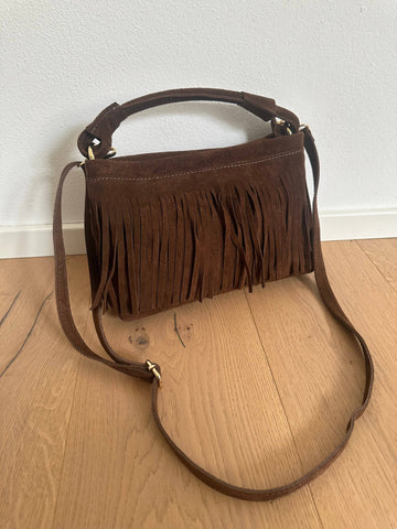 MAJE - fringed suede: Brown