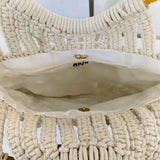 Jolene Bag - Macrame Bag with Cane Handles - Off White