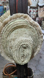 Moroccan Beach Straw Hat with tribal pattern ＆ tread frings