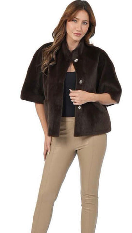 Espresso faux fur 3/4 sleeve Jacket