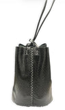 Black embossed upcycled leather wristlet