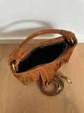 MAJE - fringed suede: Brown