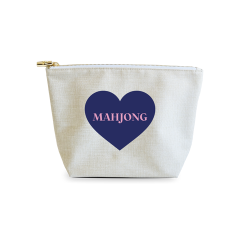 Coated Cosmetic Bag- I Heart Mahjong