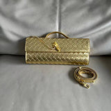 Gold long clutch - leather