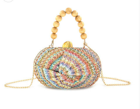 Rainbow straw clutch