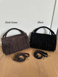 MAJE - fringed suede: Cognac