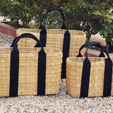 Summer wicker market classic basket with large strapes