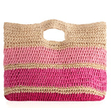 Pink straw tote