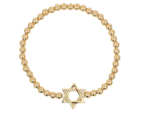 Gold filled Star of David - ball bead bracelet