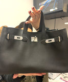 Leather tote- turn lock closure