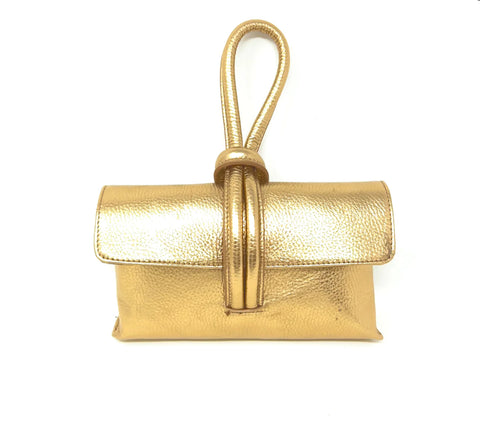 Leather wristlet - gold