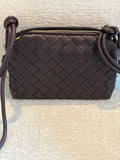 Small leather woven crossbody - square