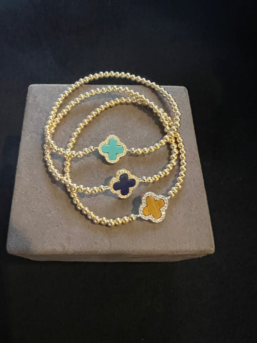Gold filled opal clover bracelet