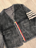 Grey varsity stripe teddy jacket