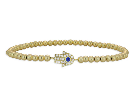 Hamsa gold filled bead bracelet