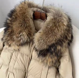 Short down puffer fur collar - khaki