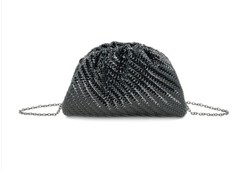 Woven black vegan clutch