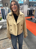 Cropped belted trench jacket