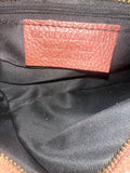 Suede fringe top handle clutch/cossbody bag