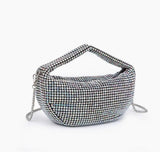 Top handle stone evening bag