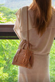 Laser cut leather bag - small