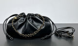 Large cinch leather bag- gold chain strap & leather strap