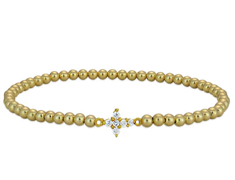 Mini cross gold filled bead bracelet