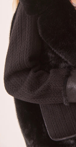 Black faux fur and cable jacket