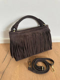 MAJE - fringed suede: Cognac
