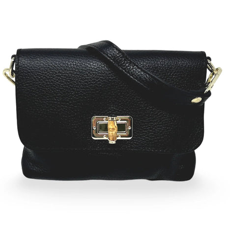 Leather clutch and crossbody - black