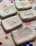 Customized straw clutch cute and chic came in silver or gold