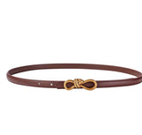 Brushed Gold Knot thin leather belt